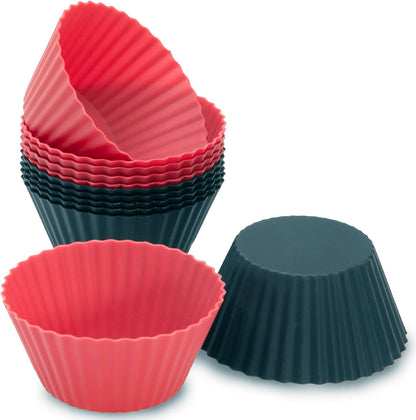 Freshware Cupcake Liners, Pack of 12 Silicone Muffin Cups, 3 Inch Baking Cups, Reusable & Non-stick Cupcake Liners for Party Halloween Christmas, Flower