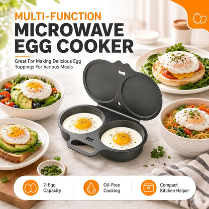 2026 Upgraded Dual Cavity Microwave Egg Poacher With Lid & Handle,Quick-Heat Microwave Egg Poacher For 2 Eggs,Quick Oil-Free Cooking, Food-Grade Pp & Versatile Kitchen Essential