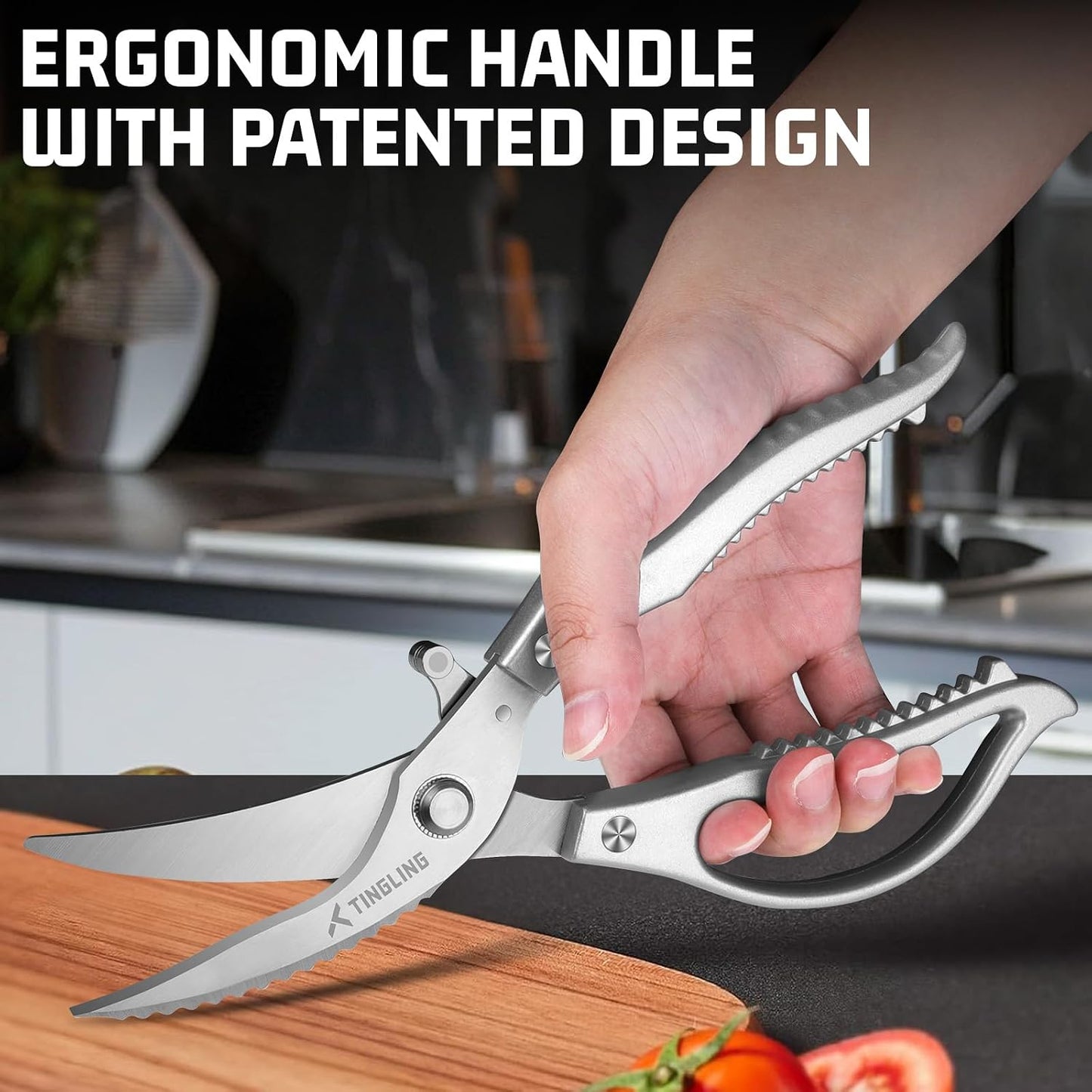 Kitchen Scissors for Food All Purpose: Heavy Duty Poultry Shears for Chicken Bone and Meat, Stainless Steel Cooking Scissors