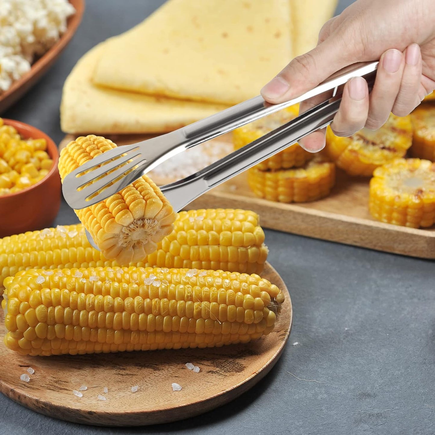 Serving Tong Kitchen Tongs,Buffet Tongs, Stainless Steel Food Tong Serving Tong,small tongs 6 Pack (7 Inch)