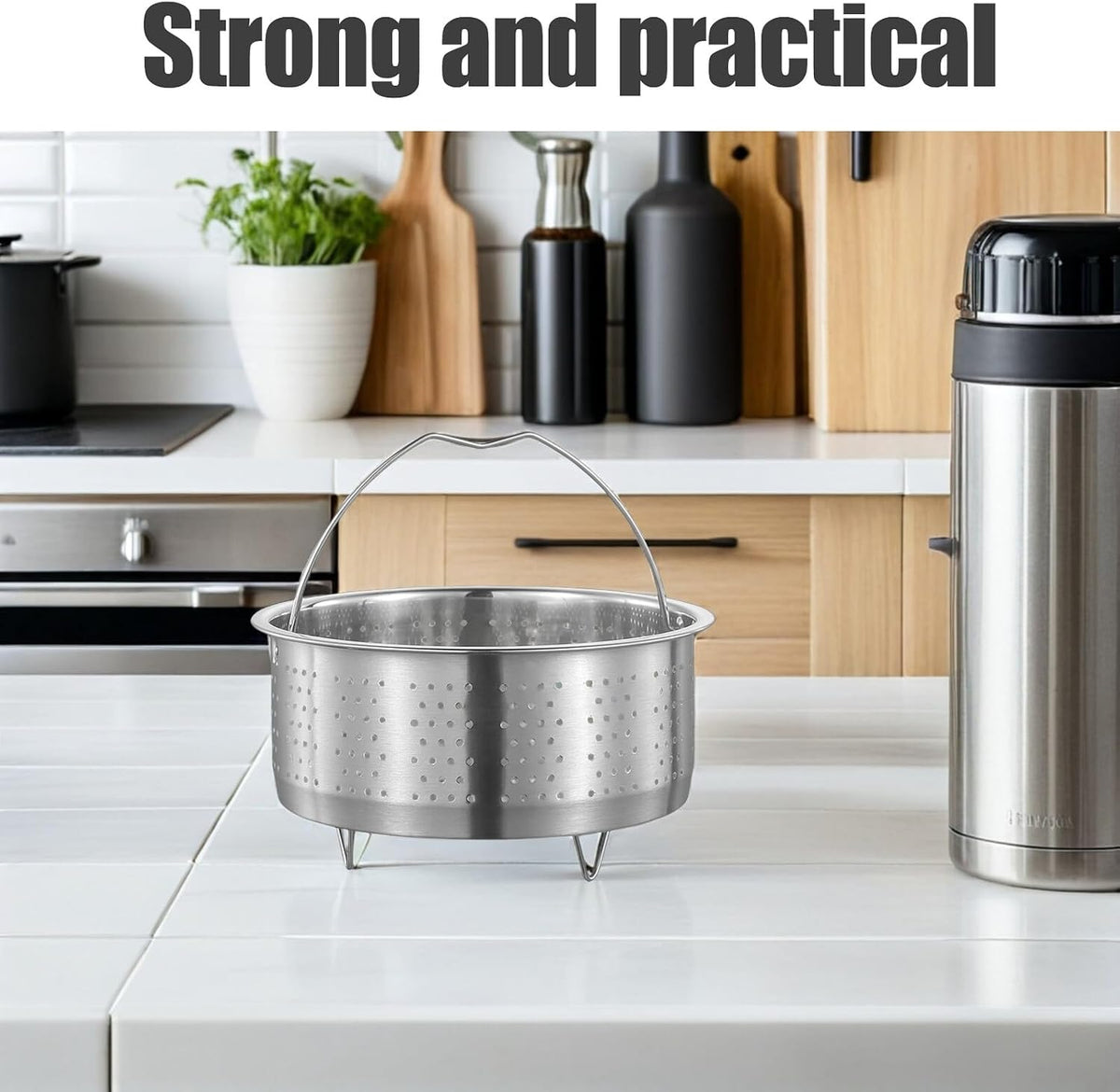 UPKOCH Mesh Strainer Steamer Basket Stainless Steel Vegetable Steamer Basket Steam Cooking Insert for Dumpling Steaming Basket with Handle for Veggie Fish Seafood Cooking, 20cm