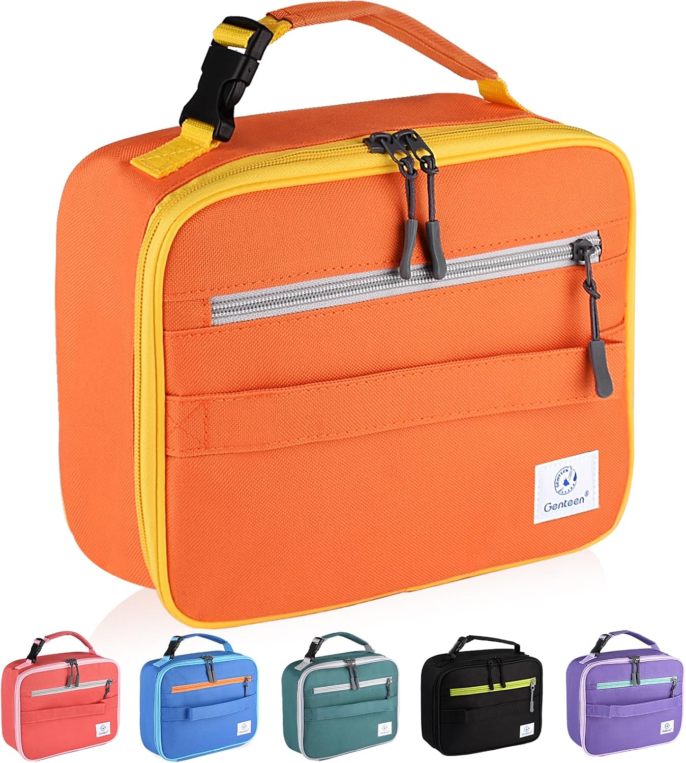 Genteen Lunch Box Kids, Insulated Lunch Bag Kids Boys Girls Back to School, Soft Lunch Box for Men Reusable Lunchbox for Office,Outdoor,School (Black)