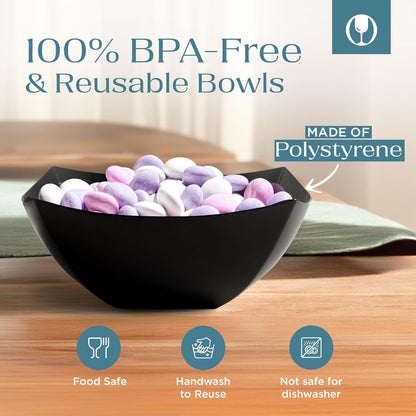Posh Setting - White Plastic Square Serving Bowls for Party (16oz - 4 Pack), Disposable & Candy Containers for Party Table & Buffet