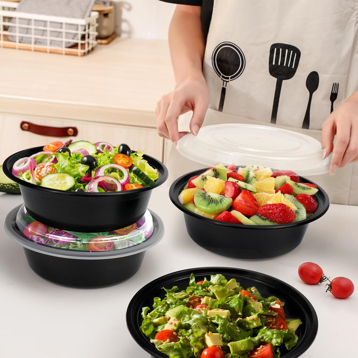 RANLITTLE Meal Prep Containers 50 Pack 38oz Reusable, Leakproof Food Storage Containers with Lids, BPA-Free Plastic To Go Take Out Bento Box Stackable Microwave & Freezer Safe