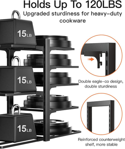 ORDORA Pots and Pans Organizer Under Cabinet 16.6", 8-Tier Adjustable Rack