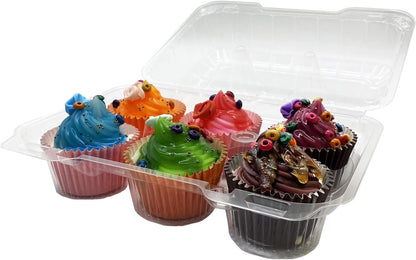 Clear Cupcake Containers,12pc Plastic Disposable High Dome Cupcake Boxes 6 Compartment Cupcake Holders Cupcake Containers Half Dozen Cupcake Trays ReliableCup Cake Muffin Packaging Transporter