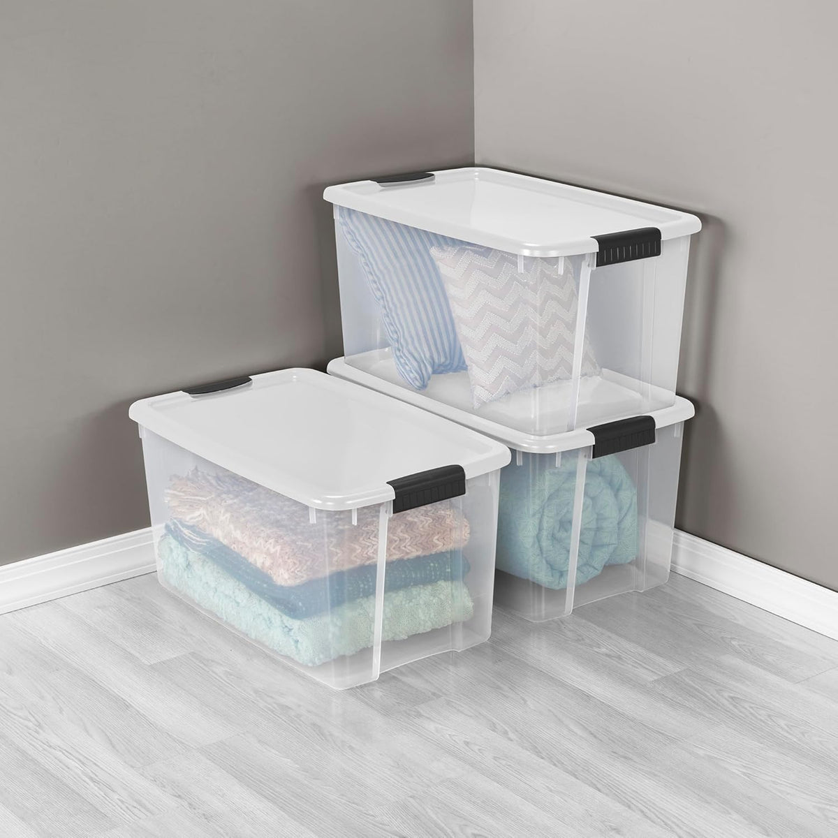 Sterilite 6-Pack Ultra Latching Box, Storage Bins with Lids, Clear Plastic, 18 Qt – Large Heavy-Duty Organizing Bin Containers for Home, Closet, Kitchen, Pantry, Bathroom, and Office