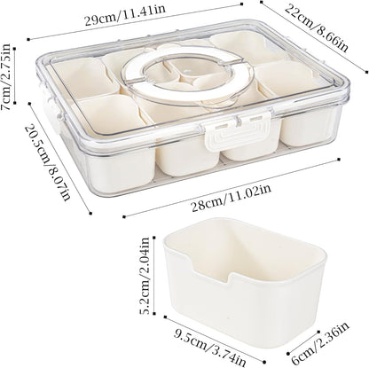 Cosnou Divided Serving Tray with Handle, 8 Compartments Snack Box for Candy, Nuts, Cookies, Fruit, Snacks Platters, Party Favor, Wedding, Home Decor