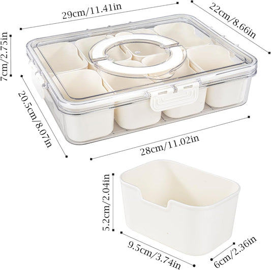 Cosnou Divided Serving Tray with Handle, 8 Compartments Snack Box for Candy, Nuts, Cookies, Fruit, Snacks Platters, Party Favor, Wedding, Home Decor