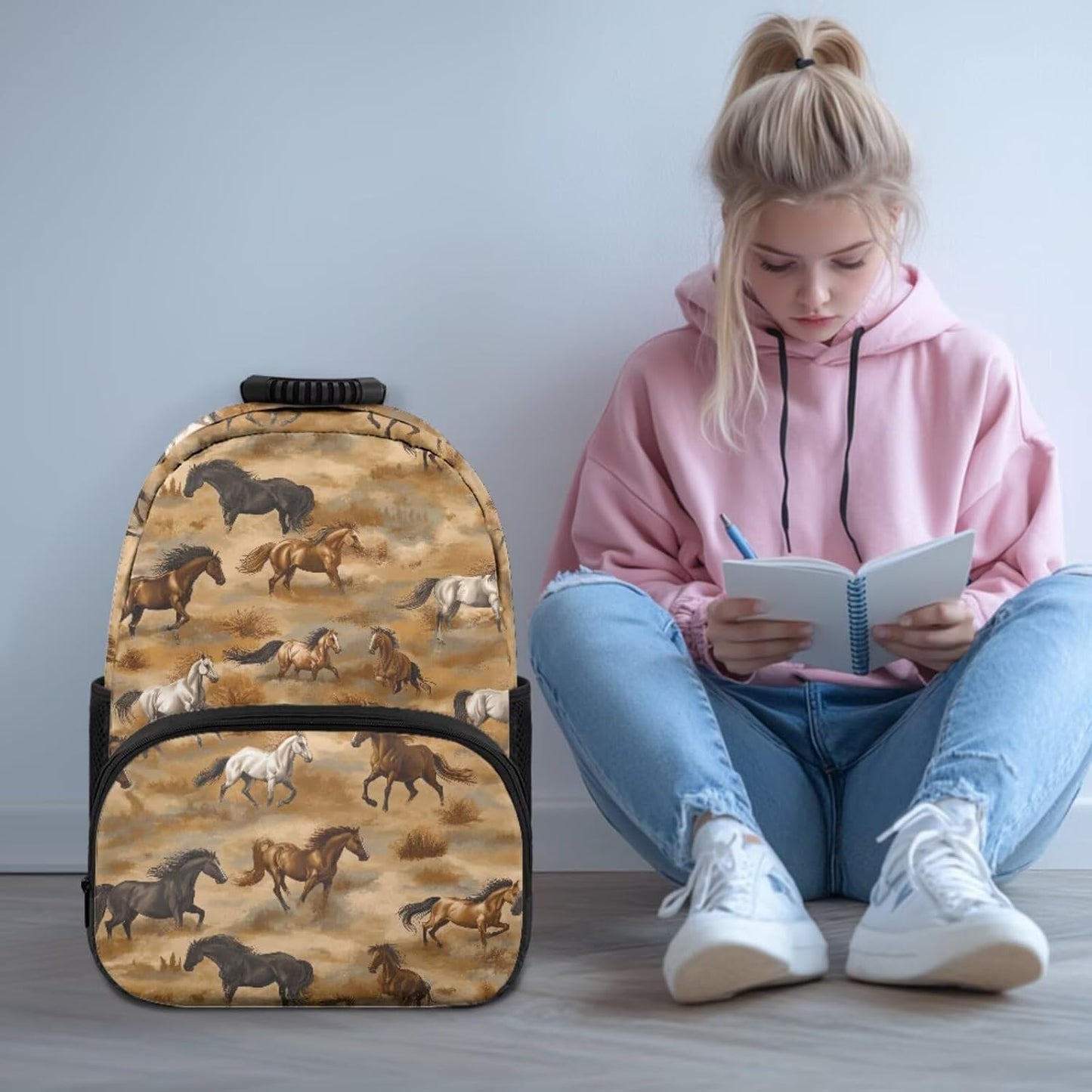 Highland Cow Backpack with Lunch Box Set for Kids Sunflower School Backpack for Girls Boys Back to School Bag Student Travel Backpacks Reusable Utensils Pen Case Water Bottle Bag 5PCS
