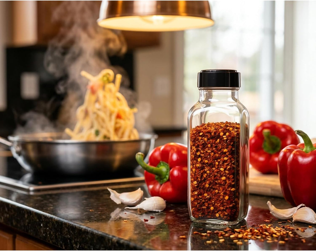 JARMING COLLECTIONS 16oz Glass Spice Shakers with Lids – Large Seasoning Containers with Shaker Tops for Kitchen, Pantry & Herb Storage