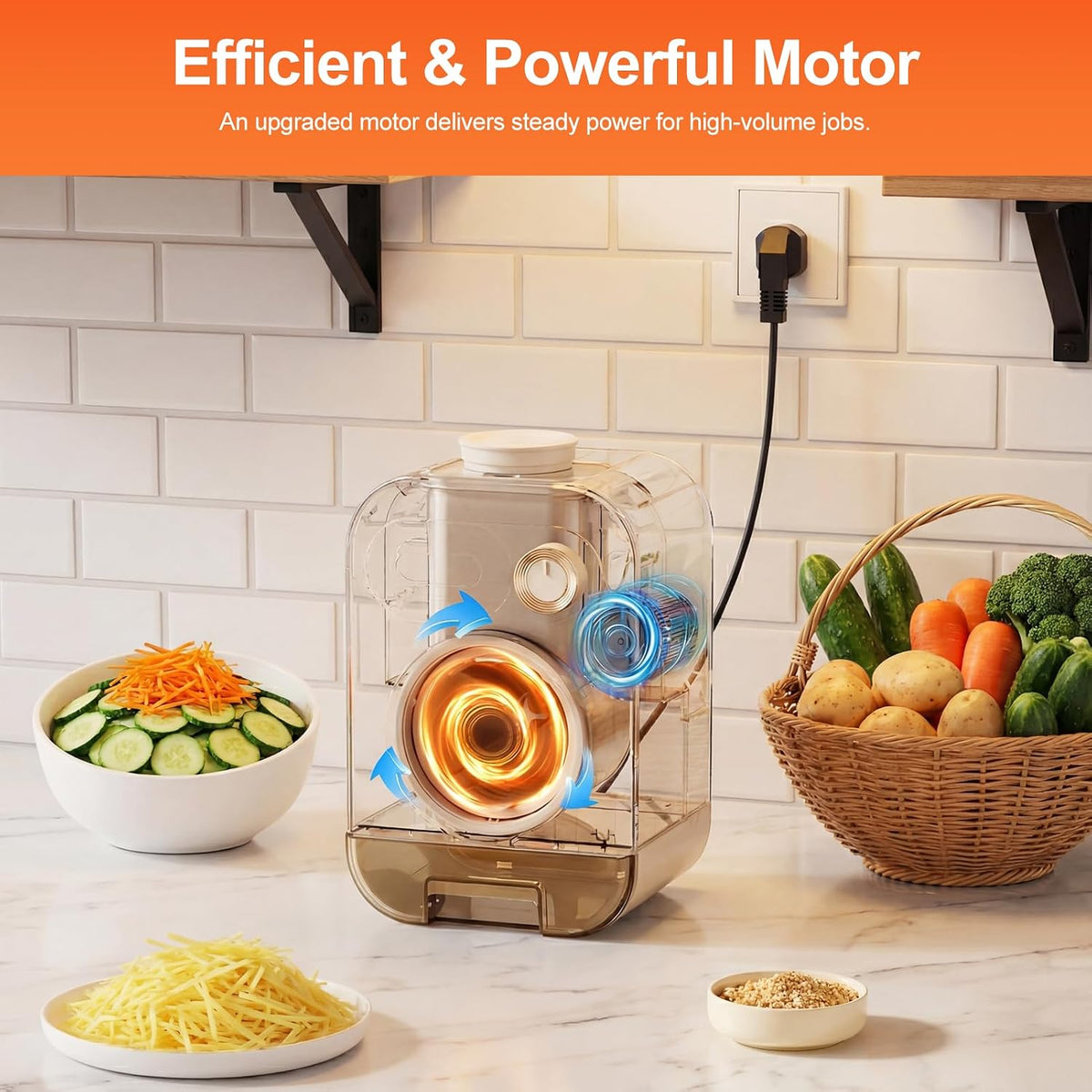 MOGAN 5-In-1 Electric Vegetable Cutter, Commercial Vegetable Dicer Slicer