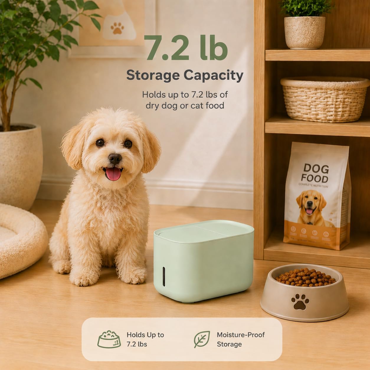 Zuutii Rice Storage Container,Food Container, Dry Food Storage,7.2lbs Pet Food Dispenser, 6.9Qt/11lbs Large Storage Bin with Lid,Silicone Ring & Moisture Proof,for Grain Cereal Soybean Corn,Begie