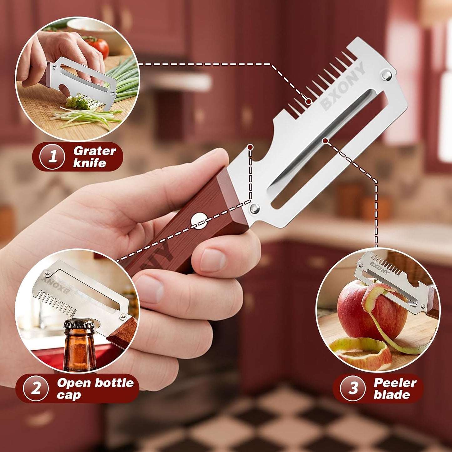 Multifunctional Vegetable Peeler Cabbage Shredder Veggie Chopper Multi Functional Slicer Julienne for Kitchen Stainless Steel Eplucheur Legumes Thickened Fruit Knife Potato Slicer Peelers (3pcs)
