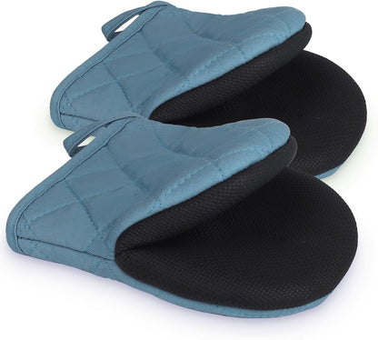 Goldmeet Mini Oven Mitts 2-Pack, 7"x5.5", 500°F Silicone Grip, Gray