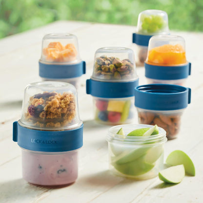 LOCK & LOCK LocknLock Easy Essentials Twist Two Way Food Storage Container, BPA-Free/Dishwasher Safe, 10-Piece Set, Clear