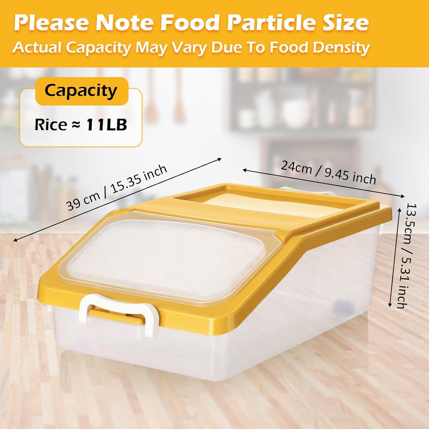 Blushtier 3 Pcs Rice Storage Container 11 lb Airtight Flour Container with Wheels Measuring Cup Clear Pet Food Dog Cat Birds Food Bin Grain Cereal Organizer Box for Dry Baking Supplies(Milky White)