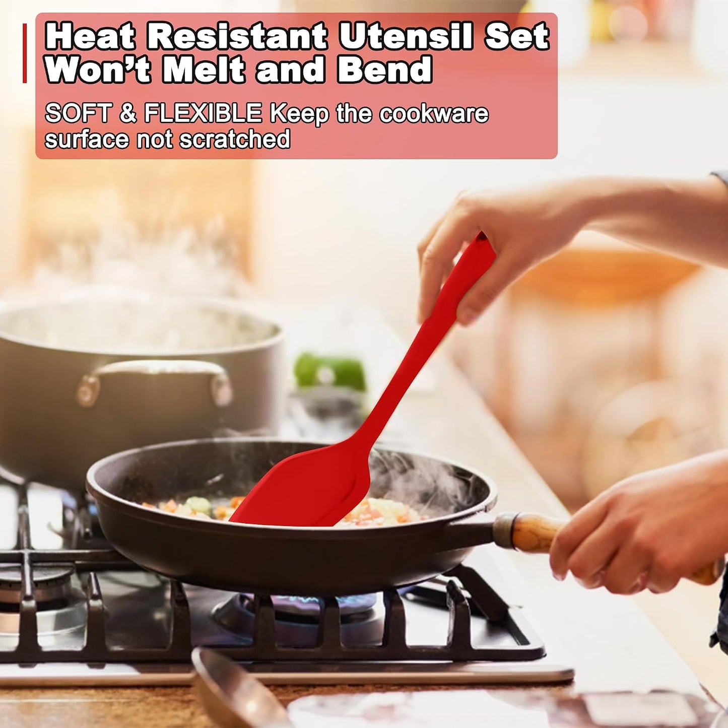 E-far 10 Pieces Silicone Cooking Utensils Set, Heat Resistant Kitchen Utensil Set for Nonstick Cookware, Kitchen Cooking Tools with Spatula, Spoon, Slotted Turner, Non-Toxic & Dishwasher Safe (Khaki)