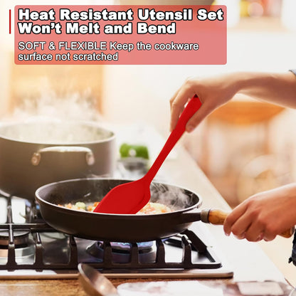 E-far 10 Pieces Silicone Cooking Utensils Set, Heat Resistant Kitchen Utensil Set for Nonstick Cookware, Kitchen Cooking Tools with Spatula, Spoon, Slotted Turner, Non-Toxic & Dishwasher Safe (Khaki)