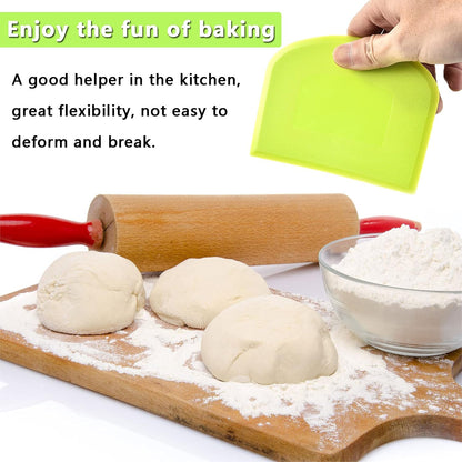 WAFJAMF 2 Pack Plastic Dough Bowl Scraper Food Grade Flexible Bench Cutter