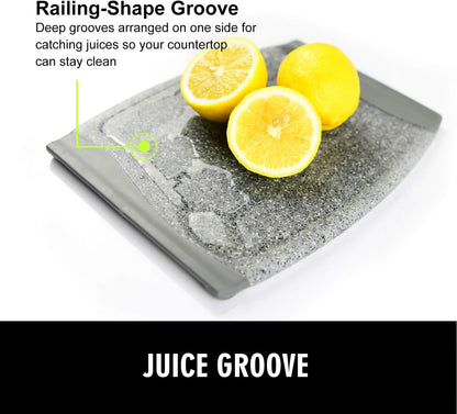 Small Plastic Cutting Board Set of 2, Mini Cutting Board for Small Kitchen Tasks, Non Slip Edges, Unique Design with Multiple Juice Grooves! BPA Free, Non-Porous, Dishwasher Safe (9.84" x 7.48")