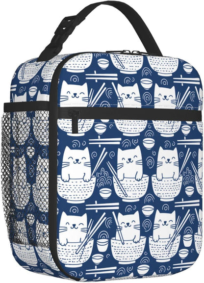 Reusable Sea Otter and Water Lily Lunch Box for Kids Girls Boys Women Adult, Insulated Cute Lunch Bag,Polyester Cooler Handbags Case for School Picnic Work Travel Outdoor Beach or Hiking