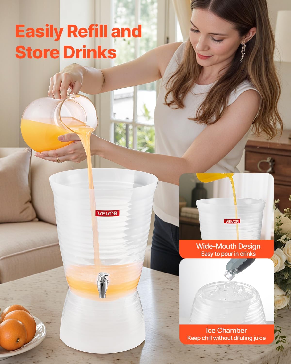 VEVOR Beverage Dispenser, 3 Gallon x 2 Drink Dispensers for Parties, Plastic Juice Dispenser with Stand Spigot Lid, Iced Tea Lemonade Juice Water Dispenser, for Restaurants, Hotels, Parties