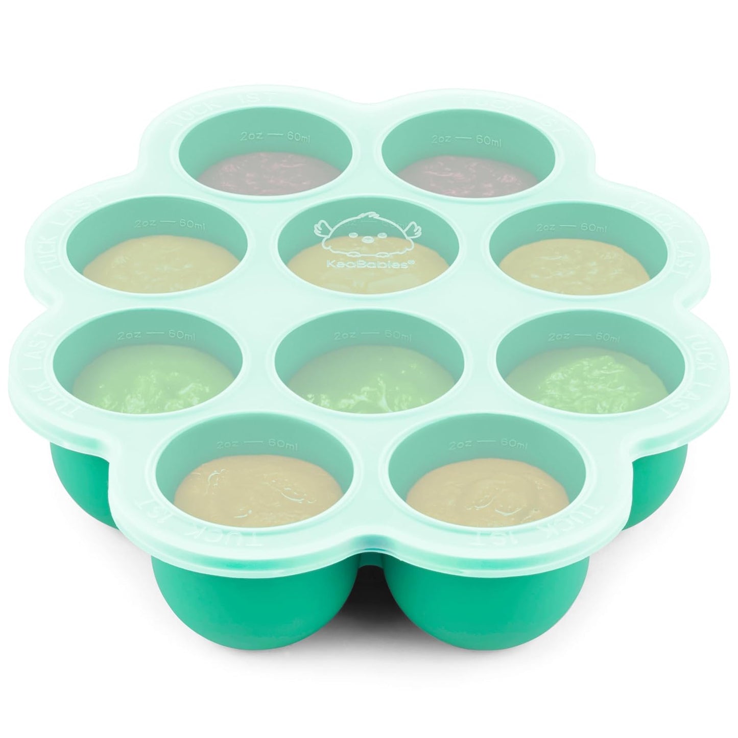 KeaBabies Silicone Food Freezer Trays with Lid, 2oz x 10 Pods Baby Food Storage Containers, Easy Puree Meal Prep, Breast Milk Silicone Freezer Molds, Dishwasher, Microwave Safe, BPA-Free (Slate)