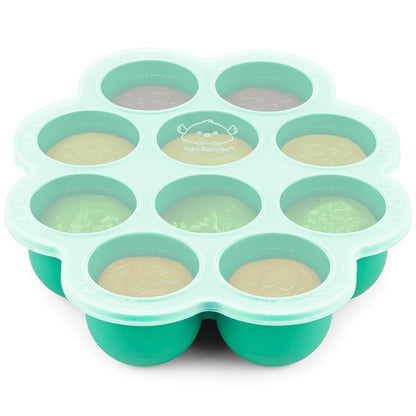 KeaBabies Silicone Food Freezer Trays with Lid, 2oz x 10 Pods Baby Food Storage Containers, Easy Puree Meal Prep, Breast Milk Silicone Freezer Molds, Dishwasher, Microwave Safe, BPA-Free (Slate)