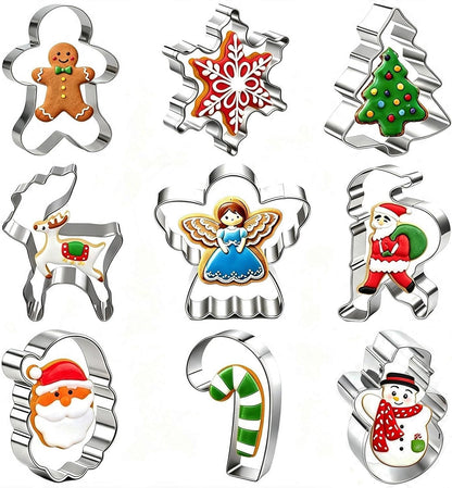 Christmas Cookie Cutters Set, 9 Pieces Large Metal Holiday Cookie Cutter