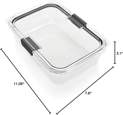 Rubbermaid Brilliance Meal Prep Containers, 2-Compartment Food Storage Containers, 2.85 Cup, 5-Pack, BPA-Free, Clear/Grey