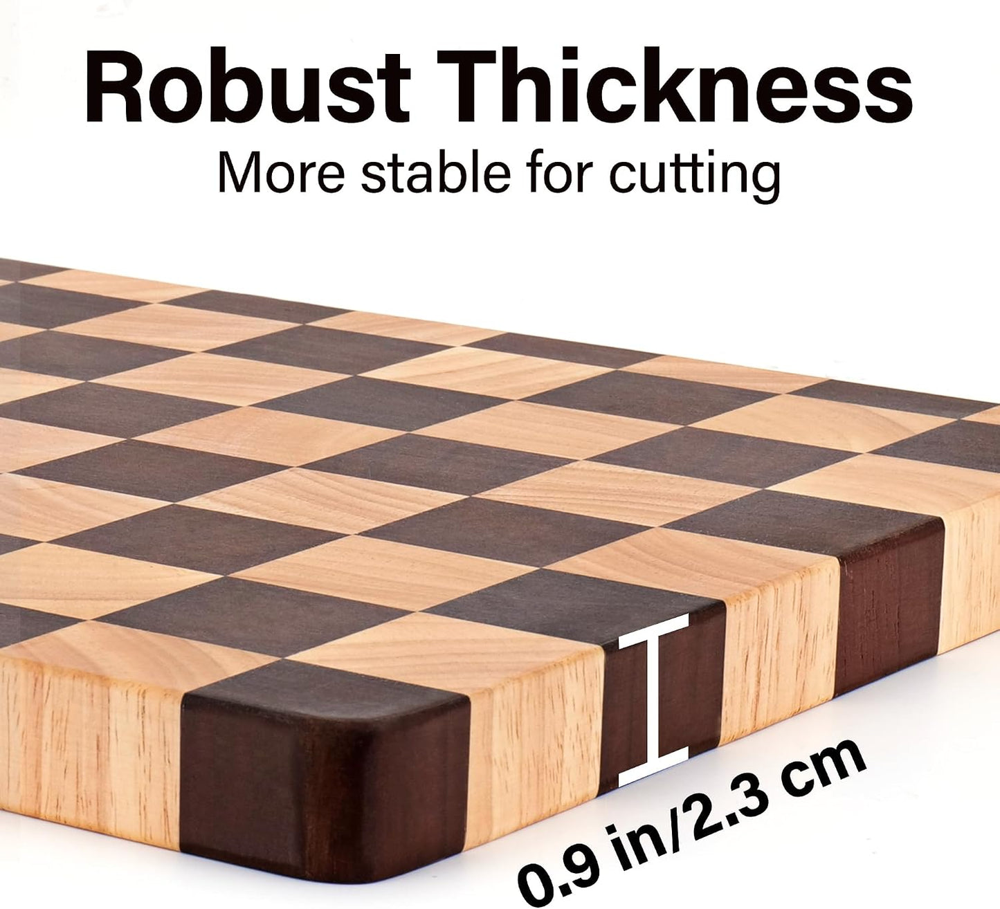 Cutting Board Set of 2 – Checkered Wood & Acrylic Cutting Board with Counter Lip for Kitchen Counter, Wood Checkerboard Chopping Board with Juice Grooves for Vegetables, Fruits, Meat