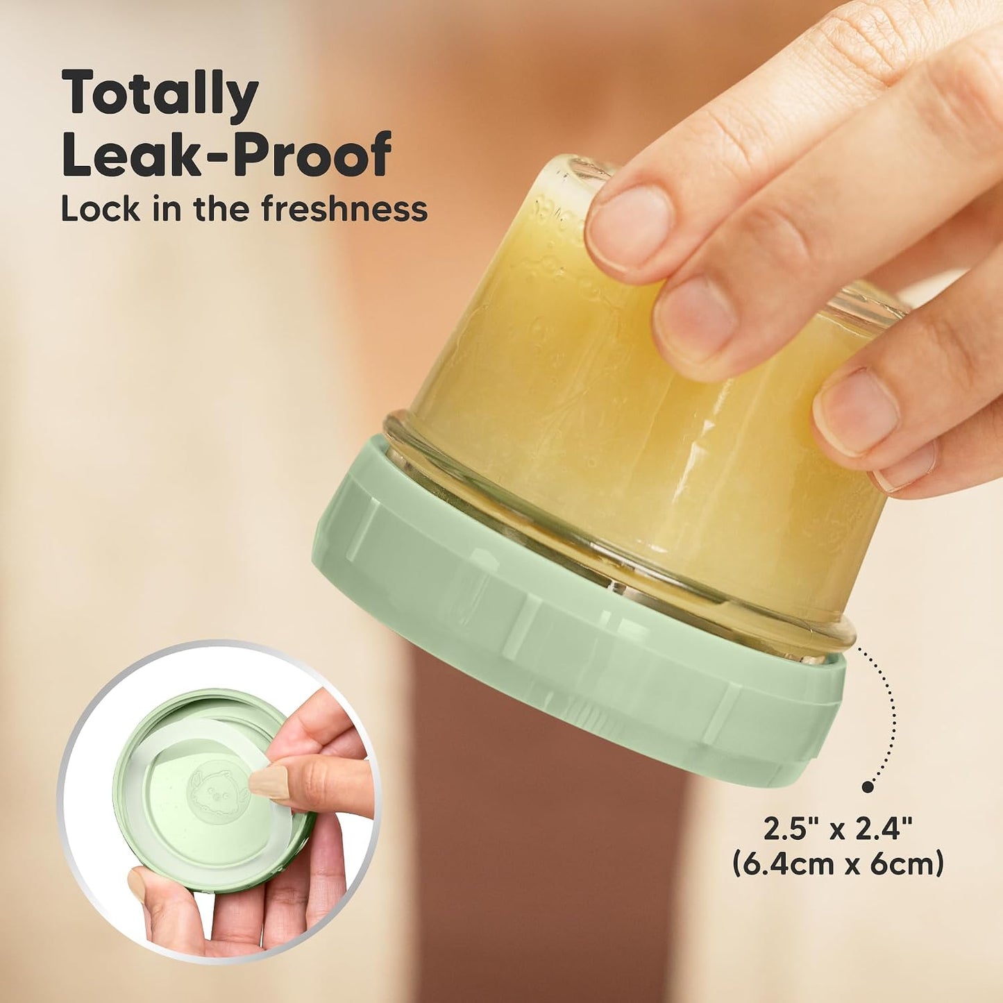 KeaBabies 12pk 4oz Glass Baby Food Containers with Lids - Leak-Proof, Microwavable Small Glass Jars, Baby Purees & Toddler Snack Storage Containers, BPA-Free, Dishwasher & Freezer Safe (Musk Dusk)