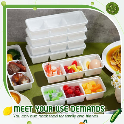 Hushee 10 Pack 17 oz Small Meal Prep Containers with 3 Compartments Snack Containers with Lid Disposable Plastic Bento Box Travel Lunch Food Boxes Stackable for Office Picnic (Mint Green)