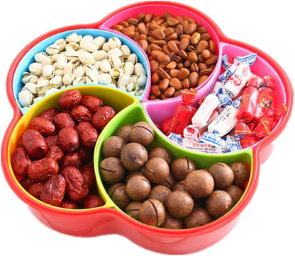 Emoyi Plastic Decorative Serving Trays Food Container with Lid and Removable Cup Appetizer Plates for Holiday Party and Kitchen