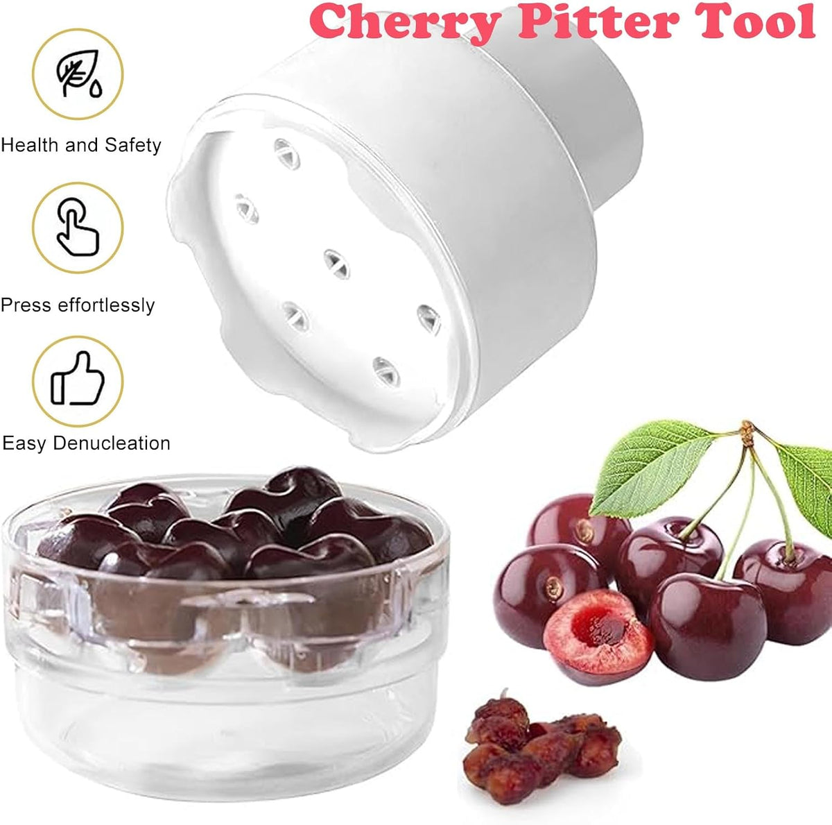 Cherry Pitter Tool, Kitchen Cherry Jam 7 Holes Multi Pitter Tool, White