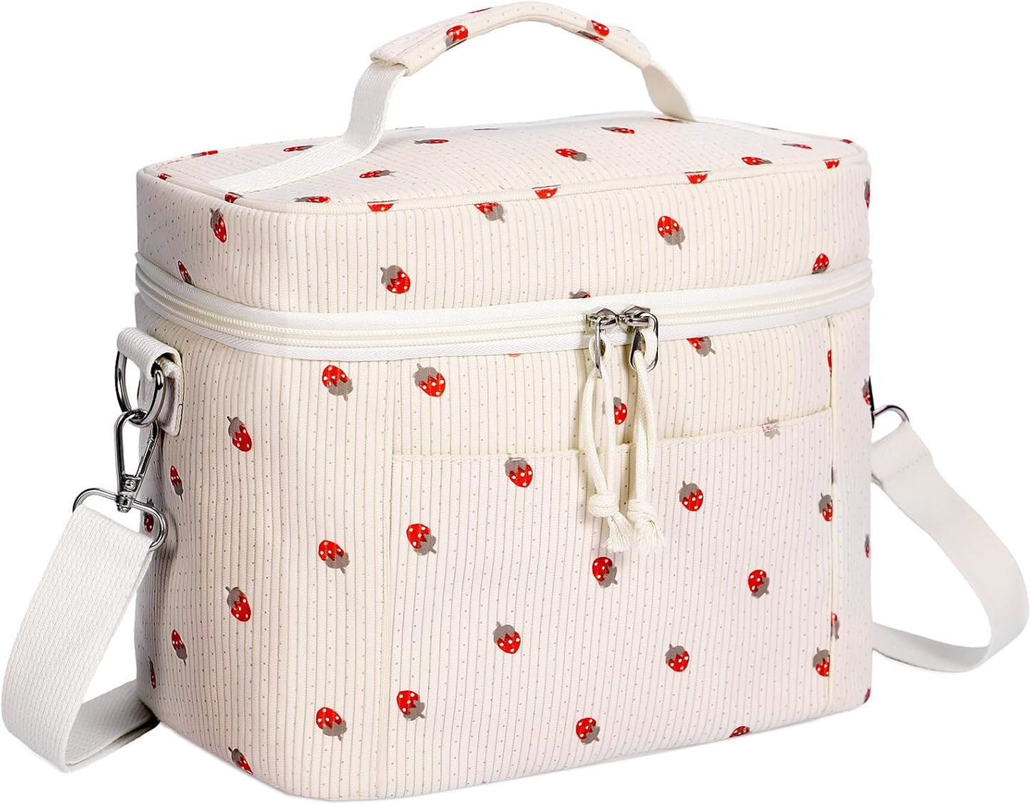 HowFly Lunch Bag Women Lunch Box for Women Cute Corduroy Insulated Lunch Bag Adult Large Cooler Lunch Tote Bags for Work Picnic Beach, Blue