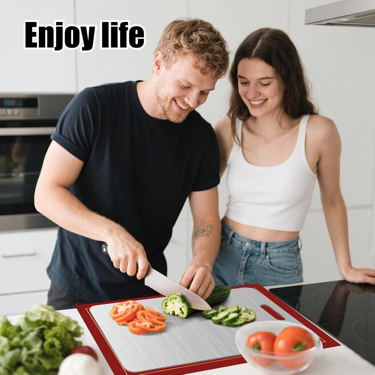 4 Pcs Stainless Steel Cutting Board, Metal Cutting Boards for Kitchen, Dishwasher Safe Chopping Board with Extra Anti-Slip Placemat (17.9"×11.8", 15.3"×11", 13.4"×9", 11.4"×7.8")