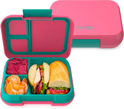 Bentgo Pop - Leak-Proof Lunch Box & Removable Divider for Ages 8+ & Teens - Lunch Container Holds 5 Cups of Food; 3-4 Compartments; Microwave/Dishwasher Safe; 2 Year Warranty (Flame Red/Turquoise)