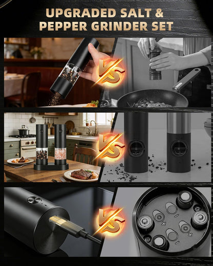 Rechargeable Electric Salt and Pepper Grinder Set 2 Pack, Kitchen Gadgets