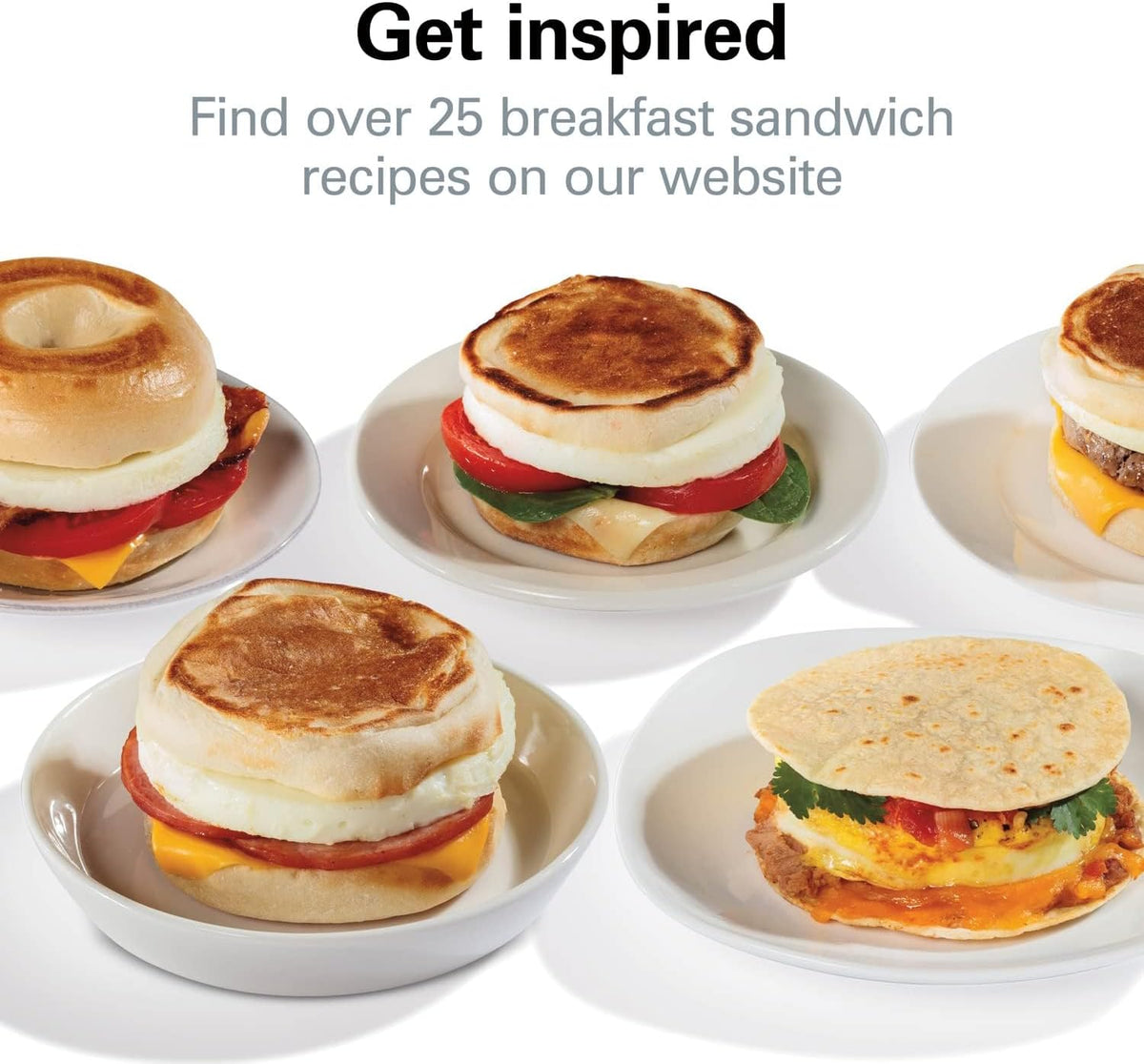 Hamilton Beach Breakfast Sandwich Maker with Egg Cooker Ring, Customize Ingredients, Perfect for English Muffins, Croissants, Mini Waffles, Perfect White Elephant Gifts, Mint (25482)