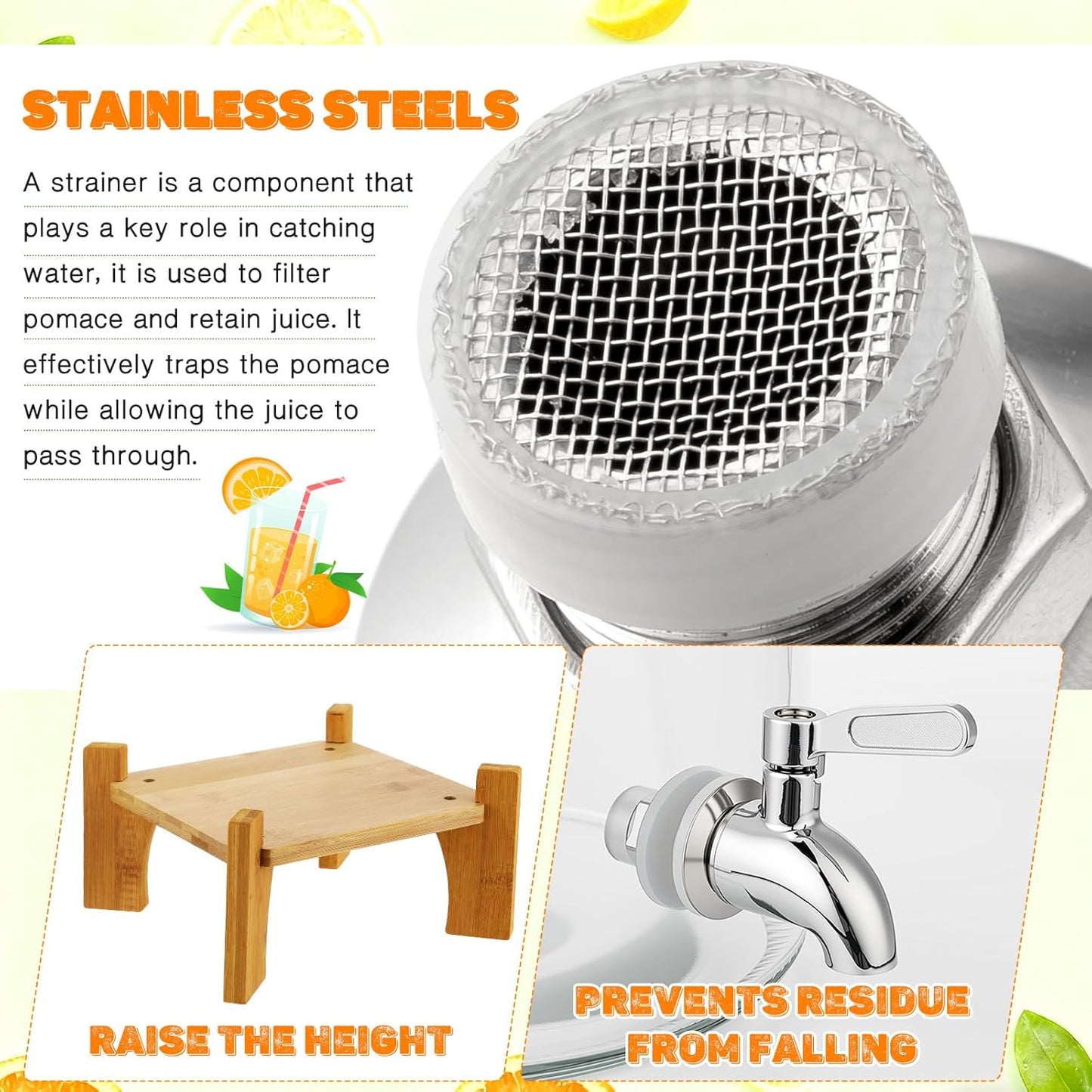 Honeydak 2 Pack 2.6 Gallon Glass Drink Dispenser for Parties, Large Beverage Dispensers with Wooden Stand, Lid & Stainless Steel Spigot, Leakproof Lemonade Dispenser for Weddings, Bar, Juice, Iced Tea