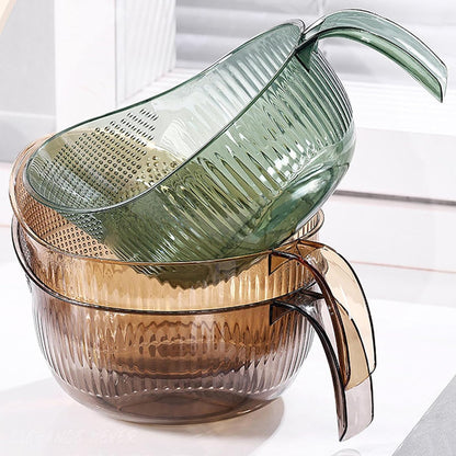 Functional Rice Washing Colander Efficient Draining Bowl Practical Sink Basket PET Suitable for Washing Rice, Clear