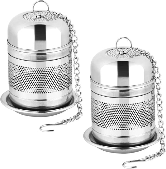Fri4Free 2PCS Fine Mesh Stainless Steel Tea Infusers with Chain Hook & Lid