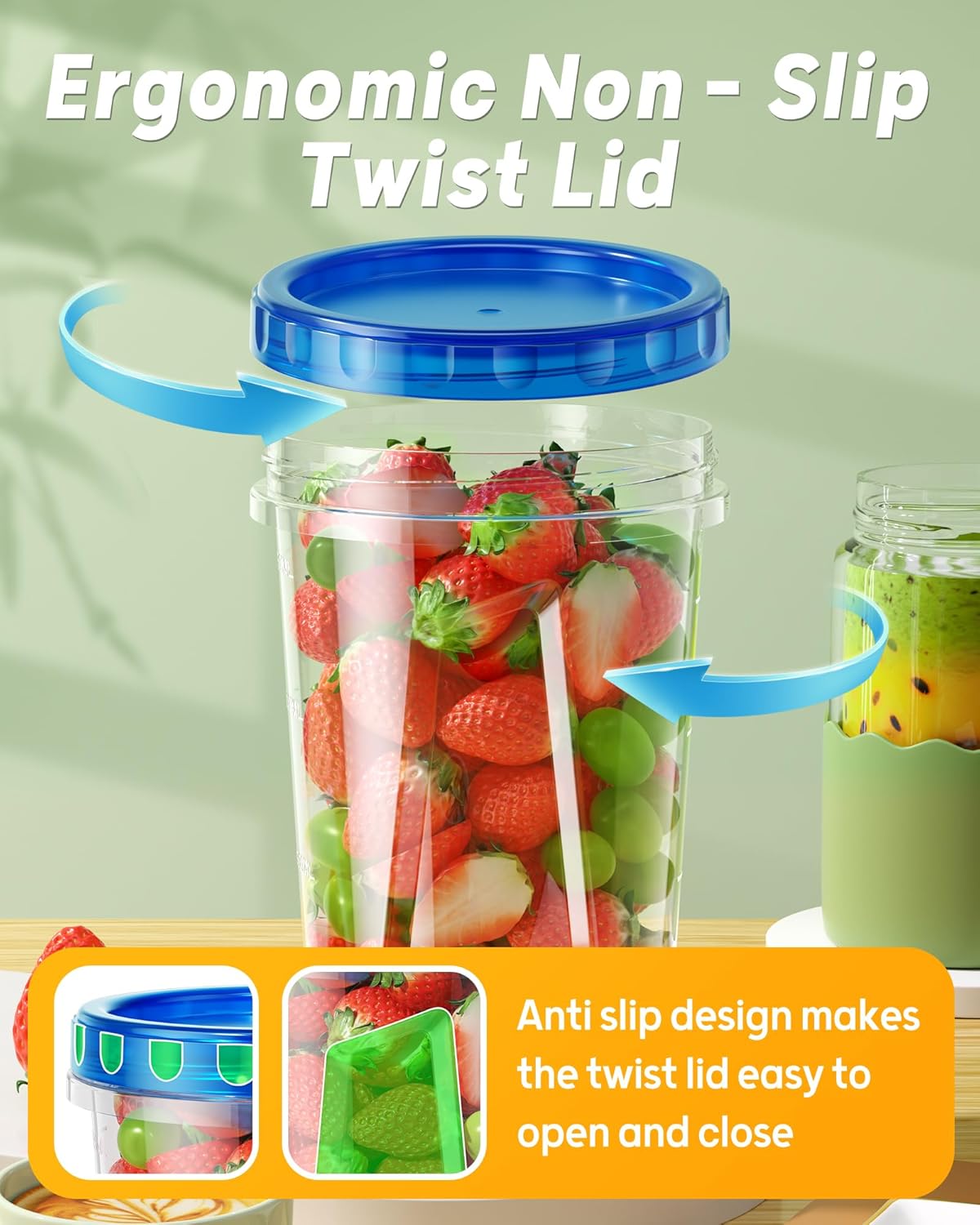 6 Pack-24 oz Freezer Storage Containers, Plastic Food Storage Containers with Twist Top Lids, BPA Free and Reusable Soup Containers with Lids, Leakproof/Microwave/Dishwasher Safe