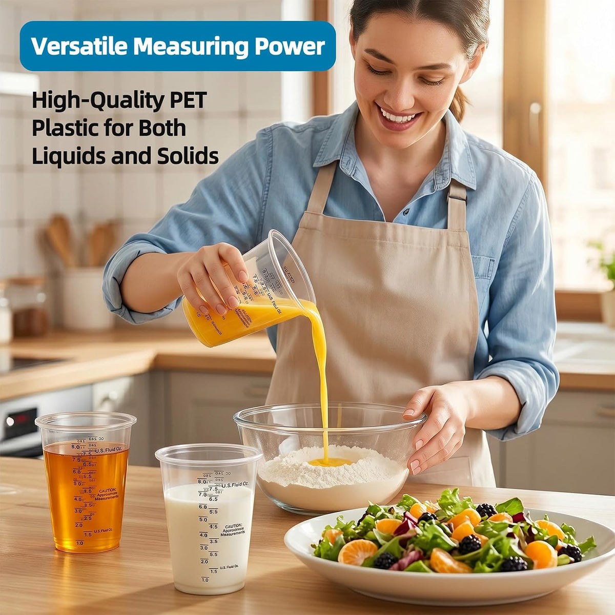 200 PACK Plastic Measuring Cups 8 oz, Disposable Mixing Cups with 200 Pieces Mixing Sticks, Graduated Liquid Measuring Cups for Epoxy Resin, Paint, Mixing, Art DIY
