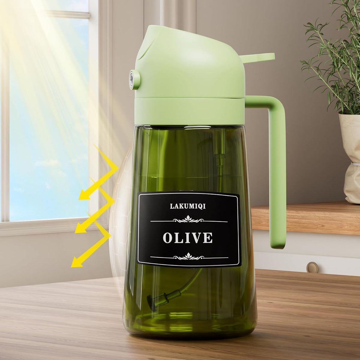 Oliver Oil Sprayer Dispenser for Cooking Bottle 16oz Dark Glass Black