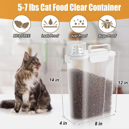 Dog Cat Food Storage Container, Pet Food Pourable Container Airtight with Large Spout & Cup, BPA-Free Plastic Food Dispenser for Pet Food, Bird Seed, Rice, Flour (Dark Gray, 2.5L)