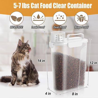 Dog Cat Food Storage Container, Pet Food Pourable Container Airtight with Large Spout & Cup, BPA-Free Plastic Food Dispenser for Pet Food, Bird Seed, Rice, Flour (Dark Gray, 2.5L)