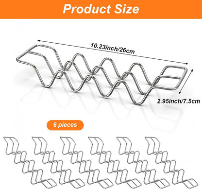 6 Pcs Taco Holders, Stainless Steel Taco Shell Holder Stand, Tacos Tray Plates, Holds 4 Tacos Each, Oven Safe for Baking, Dishwa sher and Grill Safe For Soft & Hard Shell with Handles